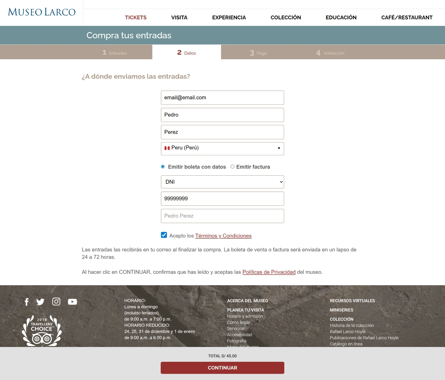 Ingreso de datos del comprador